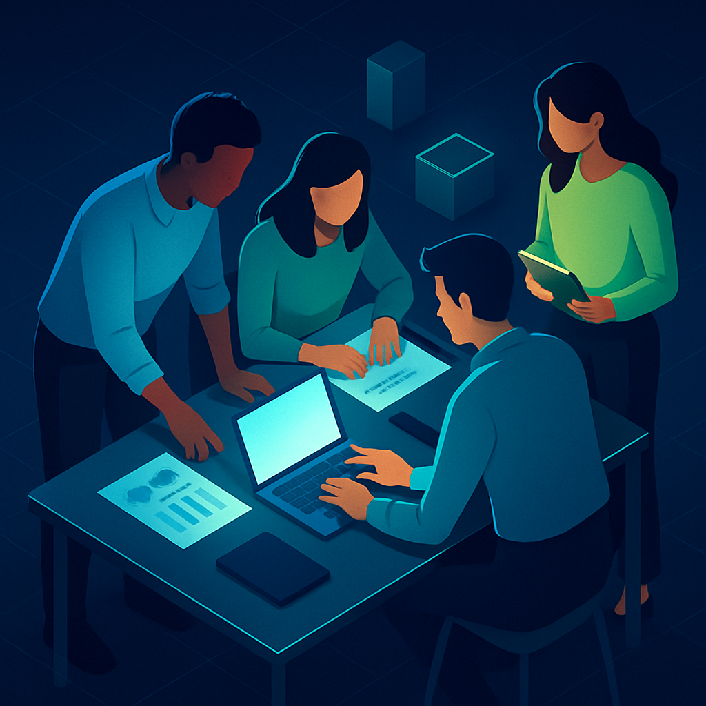 Interns collaborating